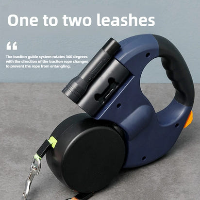 Reflective Tangle-Free Retractable Double Dog Leash™