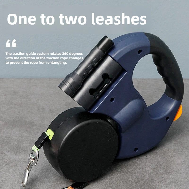 Reflective Tangle-Free Retractable Double Dog Leash™