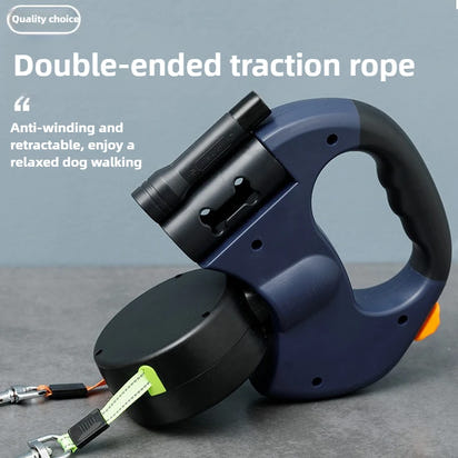 Reflective Tangle-Free Retractable Double Dog Leash™